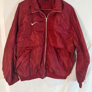 Vintage 90s Nike Swoosh Nylon Windbreaker Track Jacket Maroon/Red